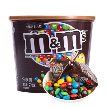 M&M’s mms牛奶巧克力豆碗装儿童零食糖果MM豆朱古力 牛奶味270g