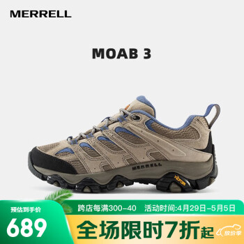 迈乐（Merrell）官方店男女款户外登山徒步鞋减震MOAB 3迈越者轻量防滑耐磨透气 J035880白米（女） 36