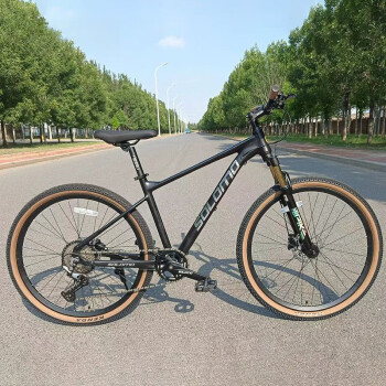 泊威尔土坡自行车单速SOLOMO索罗门铝合金12速爬坡越野山地车简易轻量化 黑色