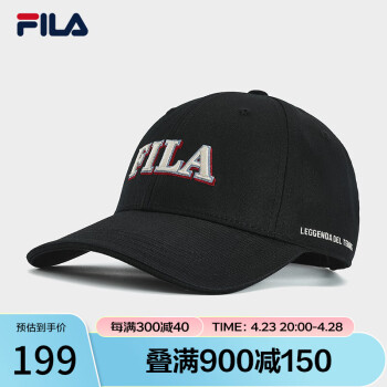 斐乐（FILA）杨幂同款棒球帽官方情侣款2024春季新款帽子运动帽鸭舌帽遮阳帽 正黑色-BK XS