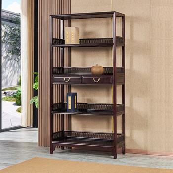 贡艺名居血檀(学名：染料紫檀)麻花书架 实木仿古书柜置物架书房多层书架 单个（98*40*196cm）