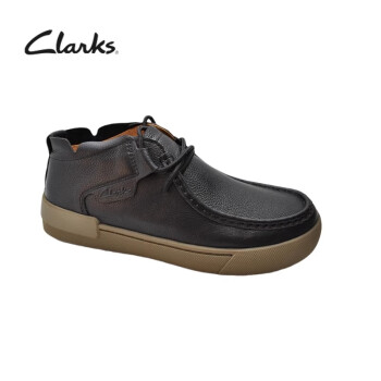 Clarks其乐男鞋新款工装靴软底系带头层牛皮舒适休闲高帮鞋男短靴 黑色 39
