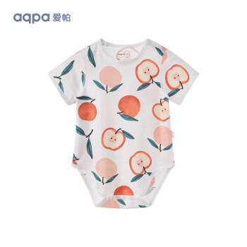 aqpa婴儿短袖连体衣纯棉夏季薄款新生儿衣服夏装初生儿宝宝哈衣爬服 苹苹安安 73cm
