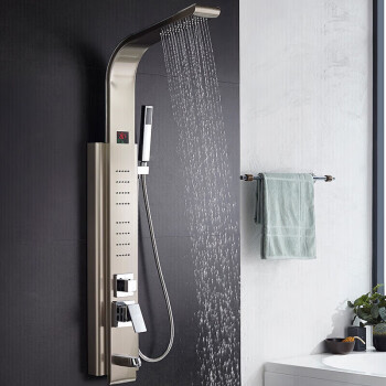 TOTO卫浴沐浴器不锈钢淋浴屏智能数显恒温花洒套装家用增压喷头 银色