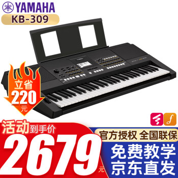 雅马哈电子琴KB309考级专业演奏61键力度键盘儿童入门成人老年初学乐器 KB309官方配置