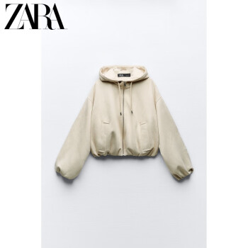 ZARA女装 绒面质感效果短款夹克外套 3046833 71 白色 XS (160/80A)
