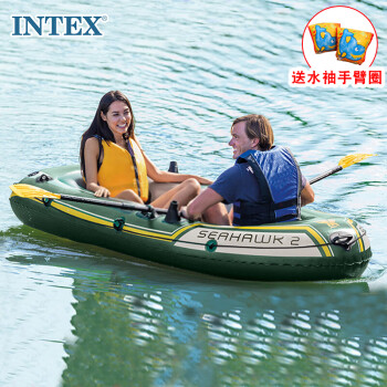 INTEX 新68347海鹰号双人充气船气垫船 加厚皮划艇钓鱼船儿童玩具礼物