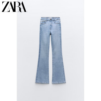 ZARA24春季新品 女装 Z1975 高腰喇叭牛仔裤 7223023 406 淡蓝色 32 (160/58A)