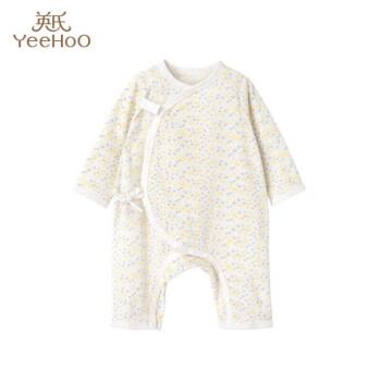 英氏（YEEHOO）婴儿连体衣新生儿童装和尚服四季爬服纯棉内衣 黄色59CM