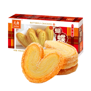 元朗 蝴蝶酥松塔千层酥性饼干单独包装上海特产零食小吃 休闲食品 蝴蝶酥16片(共1盒160g)