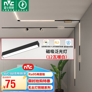 雷士（NVC）磁吸轨道灯嵌入式LED精品射灯客厅无主灯照明12瓦暖白【泛光灯】