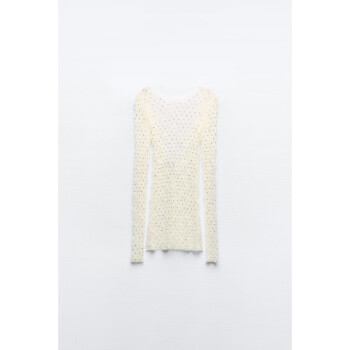 ZARA亮光蕾丝上衣 1058003 251 1058003 磨白色 M (170/88A)