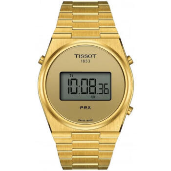 天梭（TISSOT）瑞士手表 PRX系列经典复古小金表 数字手表 钢带防水男士石英表 initial
