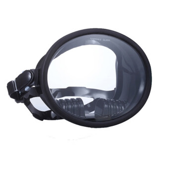 WAVE钢化玻璃镜头自由潜水浮潜装备水肺全脸大框潜水镜 黑色 均码