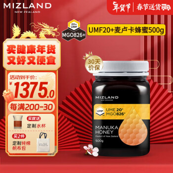 蜜滋蘭 麥盧卡蜂蜜 500g/瓶 新西蘭原裝進口 天然純正野生蜂蜜滋補營養禮品（新日期新蜜） 麥盧卡UMF20+液體黃金