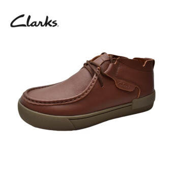 Clarks其乐男鞋新款工装靴软底系带头层牛皮舒适休闲高帮鞋男短靴 巧克力色 42