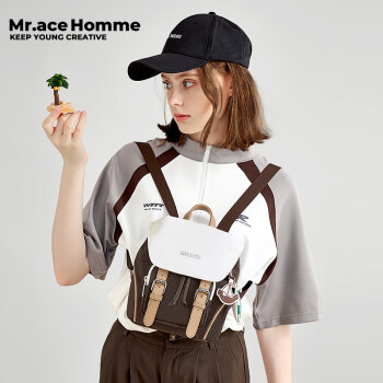 Mr.ace Homme航海系列 百搭高颜值小众背包女复古迷你双肩包学生书包 咖啡棕