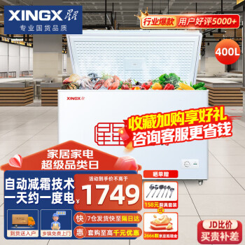 星星（XINGX）冰柜商用大容量518g冷柜卧式冷藏冷冻转换 商用一级能效 超市厨房雪糕保鲜单温冷柜 【经典款】400升 商用冷柜 400R
