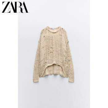 ZARA女装 破洞装饰圆领长袖毛衣针织衫 0021110 330 多色 XS (160/80A)