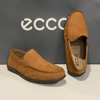ECCO爱步代购男士新款休闲百搭皮质低帮豆豆鞋570994 棕色02034 42