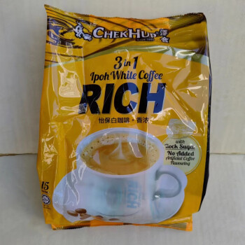 泽合（CHEK HUP）马来西亚进口ChekHup泽合怡保白咖啡RIGH香浓原味2合1无糖 香浓(15小包x40g)600g