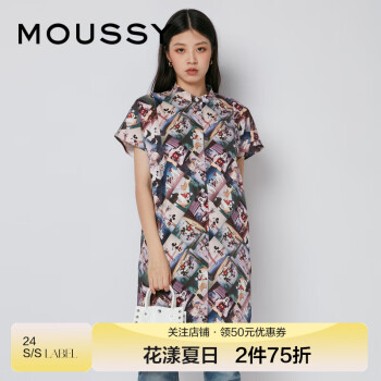 moussy夏季新品合作款迪士尼米奇衬衫连衣裙女028FAY30-5110 990混色 00001