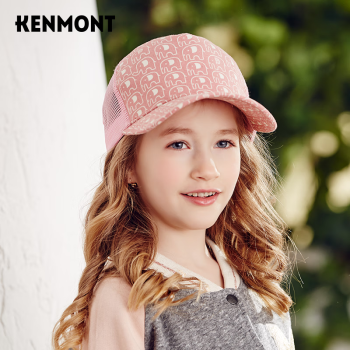 卡蒙（Kenmont）儿童帽子夏天鸭舌帽9-13岁男童女童太阳帽遮阳韩国卡通棒球帽4712 粉红色 可调节 56cm