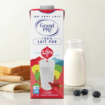 格兰特（GRAND）原装进口加拿大格兰特高钙高蛋白全脂牛奶 1L 12盒 保质期至2025.2.13