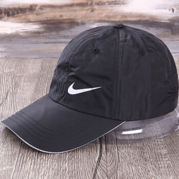 NIKElogo图案定制logo夏季速干帽子男棒球帽透气网眼鸭舌帽薄款运动遮 速干黑色 可调节