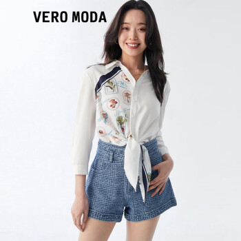 VEROMODA衬衫新款优雅气质通勤七分袖上衣女 E39深蓝色 165/84A/M