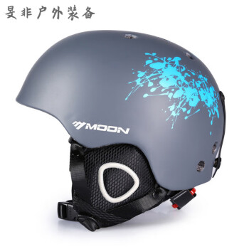 SMVP滑雪头盔男大码moon滑雪头盔 成人男女儿童滑雪装备护具保暖透气 灰墨汁 S