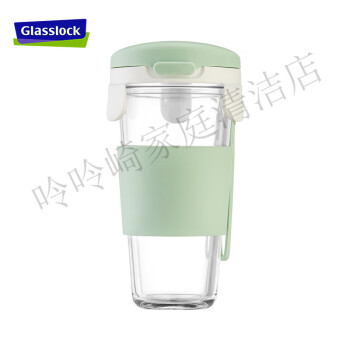 三光云彩（GLASSLOCK）2024新款韩式少女学生可爱便携杯子牛奶杯 家用耐热钢化玻璃水杯 绿色450ml 钢化耐热无铅 0只
