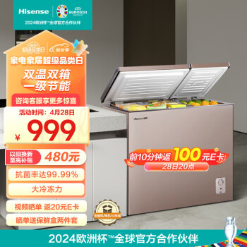 海信(Hisense)206升一级能效家用双温冰柜冷冻冷藏保鲜柜节能商用冷柜 BCD-206NUD以旧换新 206L