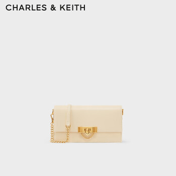 CHARLES&KEITH质感金属扣链饰手拿钱包女士CK6-10701189 Beige米色 XS
