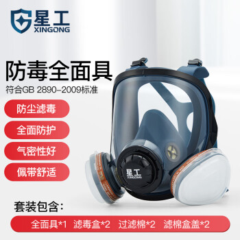 星工（XINGGONG）防毒面具套装硅胶全面罩 防活性炭口罩/粉尘/苯/醚/醇类化工喷漆印刷有机气体 XGFD-2