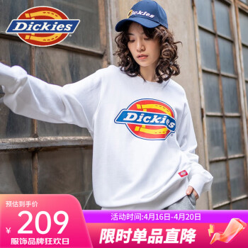dickies 【经典款】卫衣 男女同款大logo印花圆领卫衣 卫衣男7059 白色 L