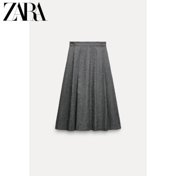 ZARA新款 女装 ZW系列斗篷裙半身裙中长裙 4043001 802 灰色 XS (160/62A)