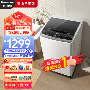 鬆下（Panasonic）波輪洗衣機全自動清淨樂號 桶自潔耐髒 強力去汙 10公斤 大容量 以舊換新 XQB100-3K1N7