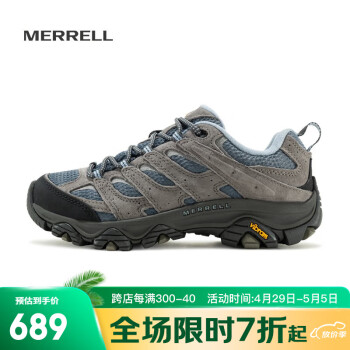 迈乐（Merrell）官方店男女款户外登山徒步鞋减震MOAB 3迈越者轻量防滑耐磨透气 J035896深灰兰（女款） 37