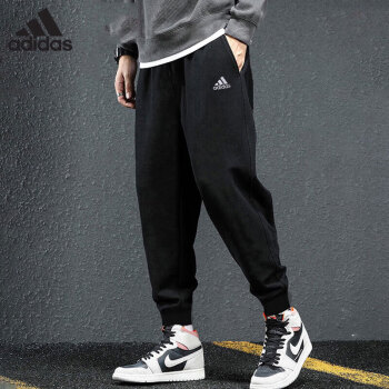 阿迪达斯（adidas）新款男士运动裤休闲卫裤春秋长裤束脚跑步黑色训练裤子IC9417 IC9417|黑色 XL