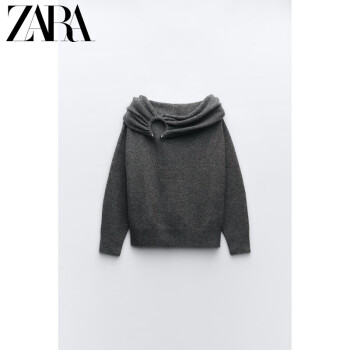ZARA新款 女装 褶皱毛衣针织衫 3653113 809 中灰色 S (165/84A)