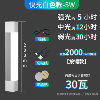 视贝（SEEBEST）地摊灯夜市摆地摊灯LED照明应急灯管强磁吸附充电式灯泡超亮 快充-5W-2000毫安(不带头)