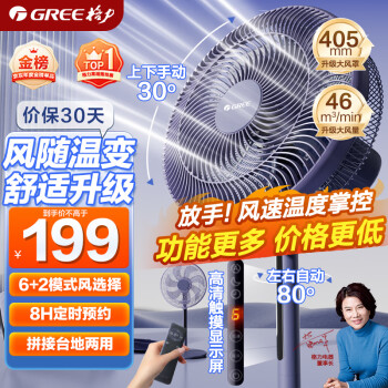 格力（GREE）【智能温控】大风量电风扇家用风随温变落地扇轻音节能立式智能遥控风扇易拆洗电扇 FD-35X66Bh7