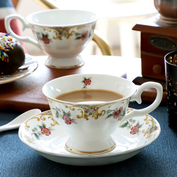 品来运 轻奢咖啡杯套装骨瓷精致欧式咖啡杯小奢华杯碟陶瓷英式下午茶具 富士山 杯碟（1套）