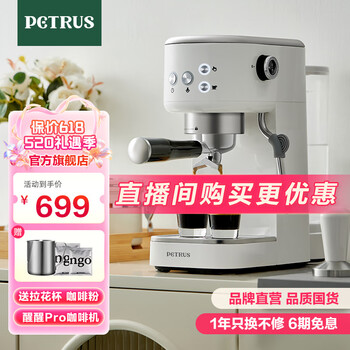 柏翠（petrus）意式咖啡机半自动小型家用办公室用浓缩蒸汽打奶泡 小白醒醒 PE3366 节日礼物 升级款PE3366Pro