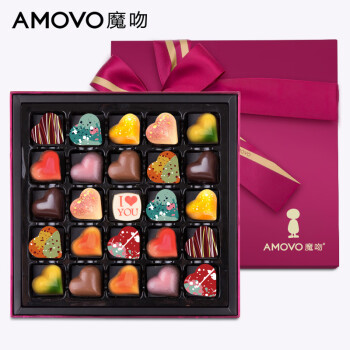 魔吻（AMOVO）魔吻手工巧克力礼盒装送男友女友生日新年礼物比利时 心之华彩-手工轻奢高端礼盒比利 0g