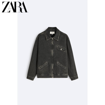 ZARA[Origins] 男装 水洗boxy fit长袖牛仔夹克外套 2553497 800 黑色 S (175/92A)