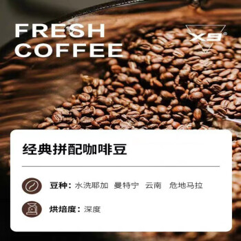 食芳溢X9意式经典拼配咖啡豆美式精品意大利特浓深度烘培黑咖啡454g现磨 咖啡豆(存储时间更持久) 1袋454g