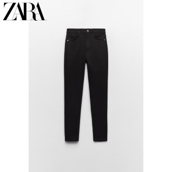 ZARA新款 TRF 女装 紧身塑形高腰牛仔裤 3643250 800 黑色 32 (160/58A)