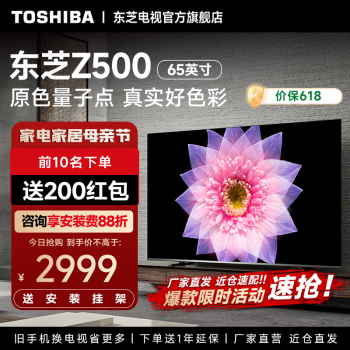 东芝电视官方Z500MF 120Hz高刷高色域量子点 3+64GB 4K高清液晶游戏投屏电视机品牌电视前十名以旧换新 65英寸 65Z500MF智能电视机